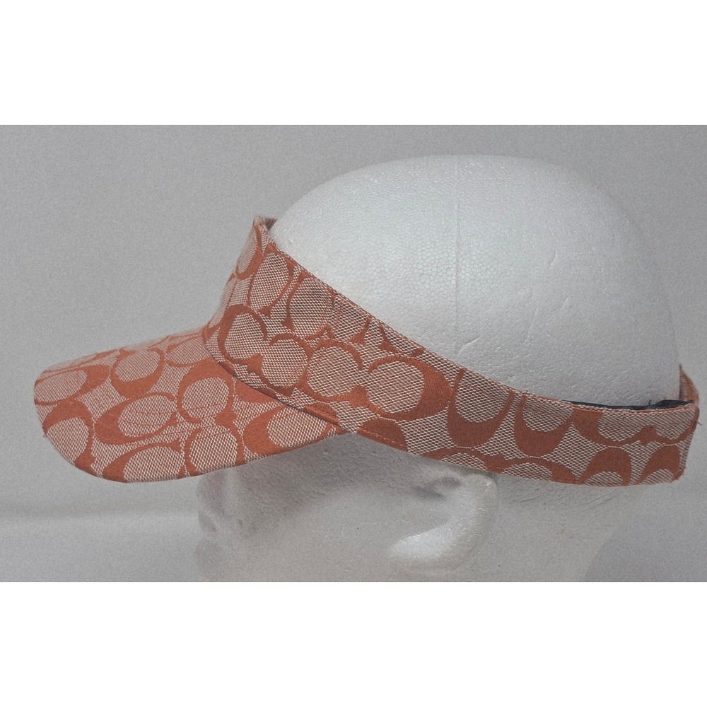 Coach Signature Monogram Visor Strapback Orange Adjustable Sun Hat Cap